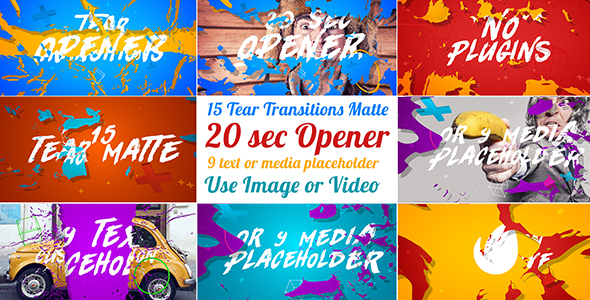VideoHive 15 Tear Transitions with Opener 20948501