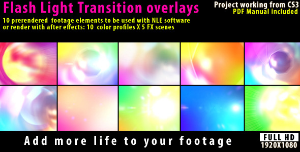 VideoHive Flash Light Transition Overlay Lense Pack 2502029
