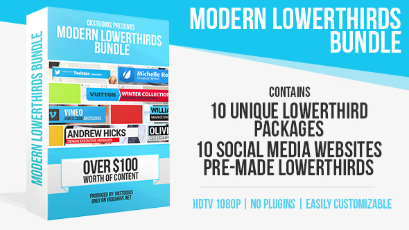 VideoHive Modern Lower Thirds Bundle (10 in 1) 5675117