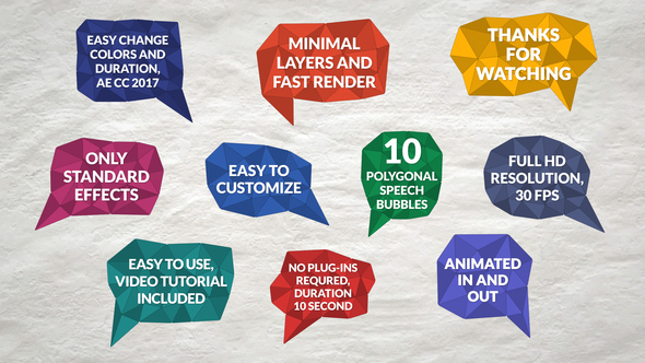 VideoHive 10 Polygonal Speech Bubbles 37540746