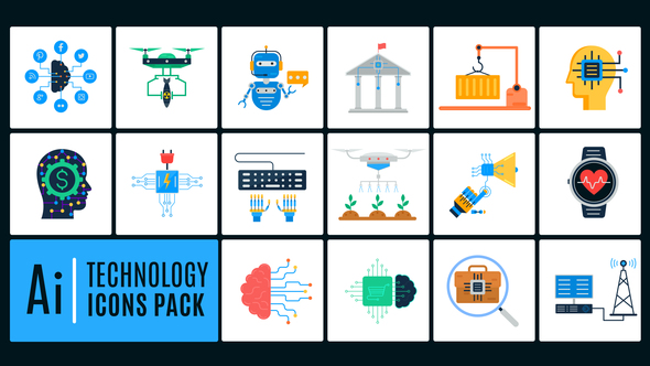 VideoHive 16 Technology Icons Pack 25781076
