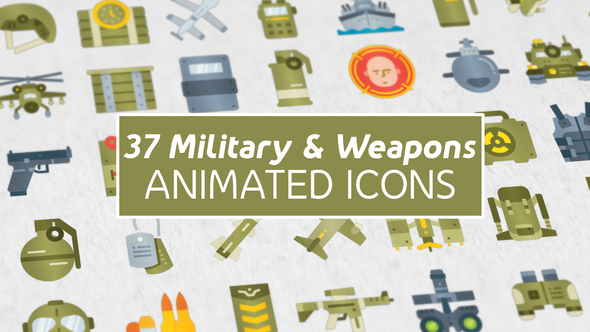 VideoHive 37 Military & Weapons Icons 27022105