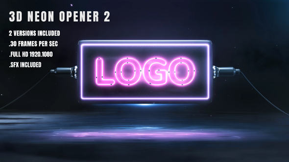VideoHive 3D Neon Opener 2 Electric 26056305
