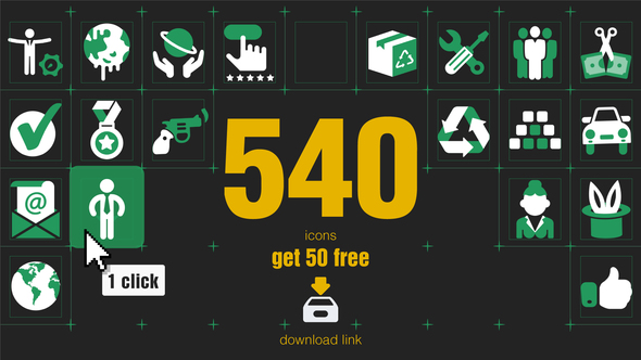 VideoHive 540 Animated Icons 9564055