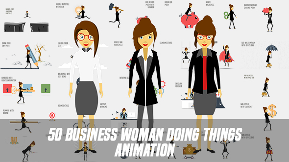 VideoHive Business Woman Doing Things Animation Corporate 19853611