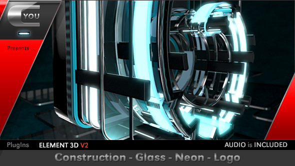 VideoHive Construction Glass Neon Logo 19413921