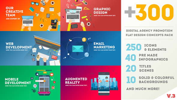 VideoHive Digital Agency Promotion - Flat Design Concepts 14217949