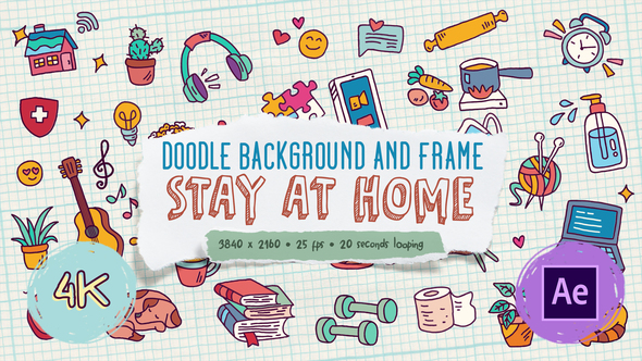 VideoHive Doodle Background and Frame - Stay At Home 27871985