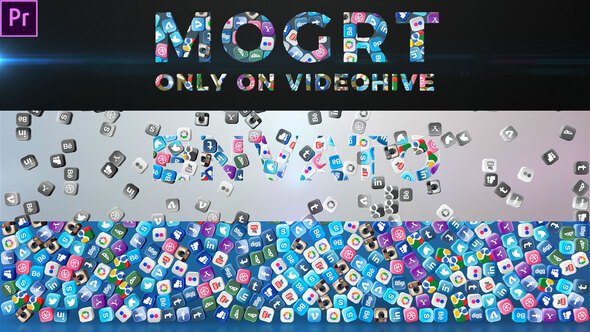 VideoHive Falling Social Icons - Title Reveal (Mogrt) 23702994