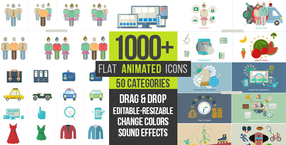 VideoHive Flat Animated Icons 1000+ 12873663