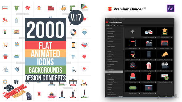 VideoHive Flat Animated Icons Library 11453830