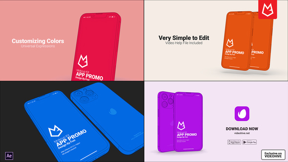 VideoHive Flat App Promo | 3D Mockup Kit 37669210