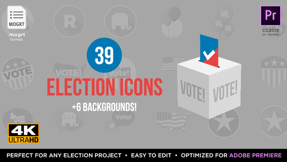 VideoHive Flat USA Election Icons | MOGRT for Premiere Pro 24478478