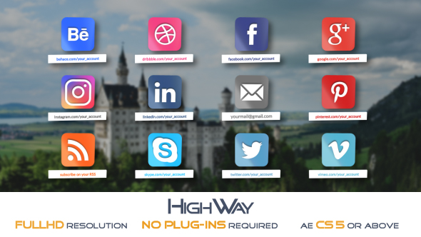 VideoHive Glossy Social Icons Pack 18285364