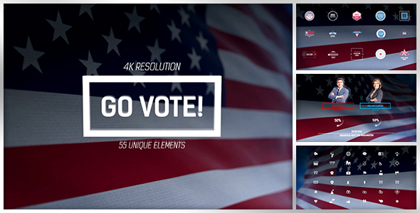 VideoHive Go Vote/ USA Election/ Republicans and Democrats/ Flag of America President Senate/ Independence Day 17324153