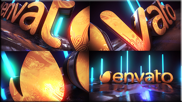 VideoHive Golden Neon Logo Intro 21255299