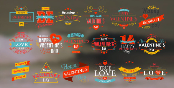 VideoHive Happy Valentine’s Day Badges Pack 10298813