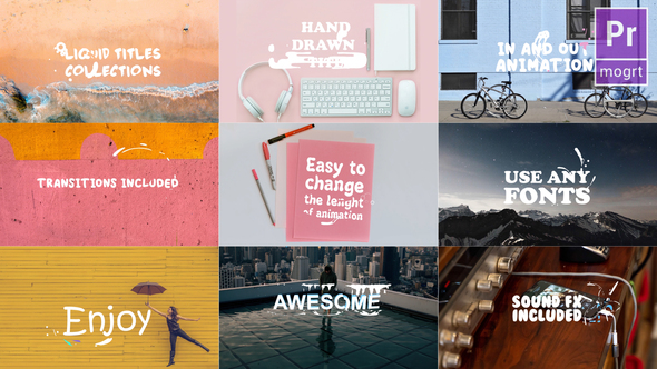 VideoHive Liquid Titles Collection | Premiere Pro MOGRT 23633097