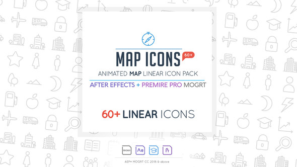 VideoHive Map Linear Icon Pack 23428612