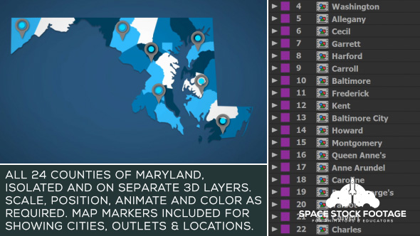 VideoHive Maryland Map Kit 20828385