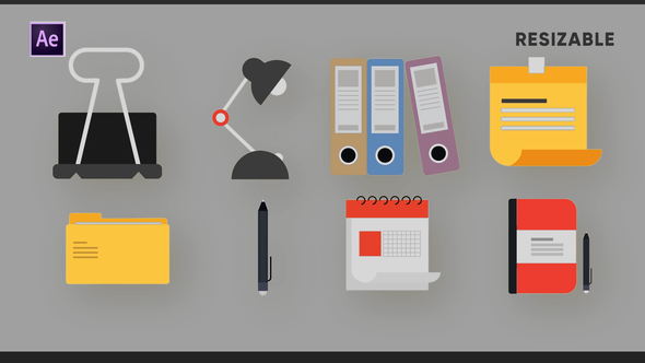 VideoHive Office Elements Icons | 4K 37949878