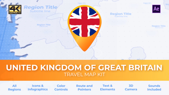 VideoHive United Kingdom of Great Britain Map - United Kingdom Travel Map 27803206