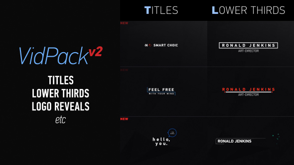 VideoHive VidPack v2 | Titles, Lower Thirds, Logo Reveals etc 14899237