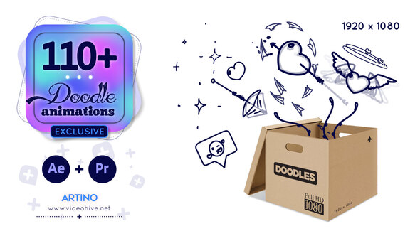 VideoHive 110 Animated Doodles Pack 28732986