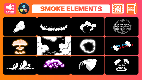 VideoHive 2DFX Smoke Elements And Titles | DaVinci Resolve 33994878