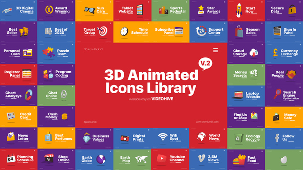 VideoHive 3D Animated Icons Library 25620968