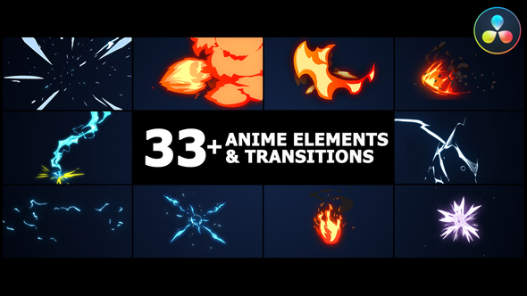 VideoHive Anime Elements And Transitions | DaVinci Resolve 38368329