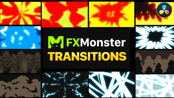 VideoHive Cartoon Action Transitions | DaVinci Resolve 37260373