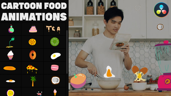 VideoHive Cartoon Food Animations for DaVinci Resolve 37650407