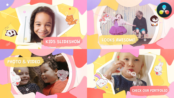 VideoHive Cartoon Kids Slideshow | DaVinci Resolve 38001086