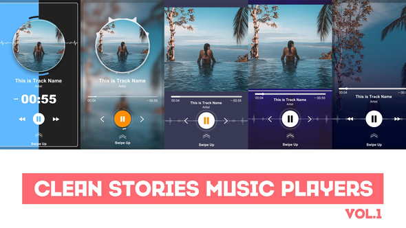 VideoHive Clean Stories Music Players 24495980