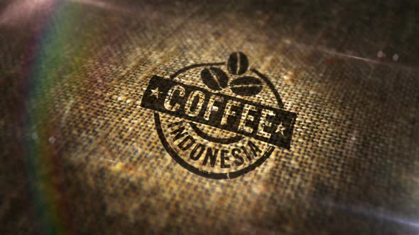 VideoHive Coffee Indonesia sign stamp on linen sack loop 34256266