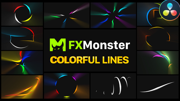 VideoHive Colorful Flying Lines | DaVinci Resolve 37648931