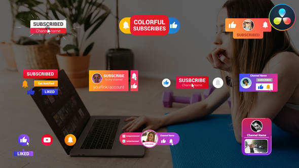 VideoHive Colorful Subscribes Pack | DaVinci Resolve 35634656