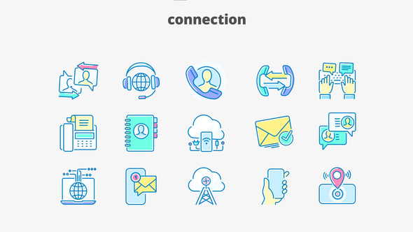 VideoHive Connection- Filled Outline Animated Icons 28333377