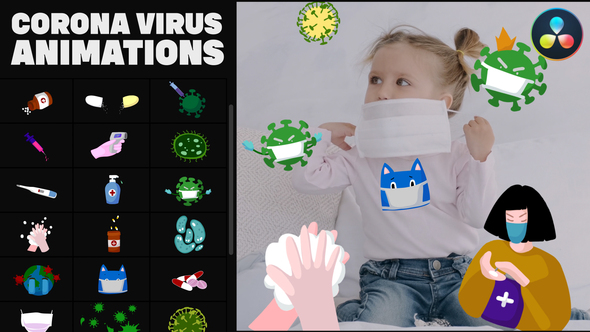 VideoHive Corona Virus Hand-Drawn Animations for DaVinci Resolve 36434470
