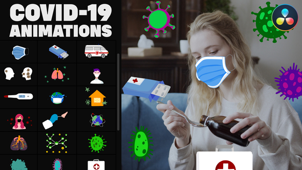 VideoHive Covid-19 Virus And Medicine Animations for DaVinci Resolve 36434272