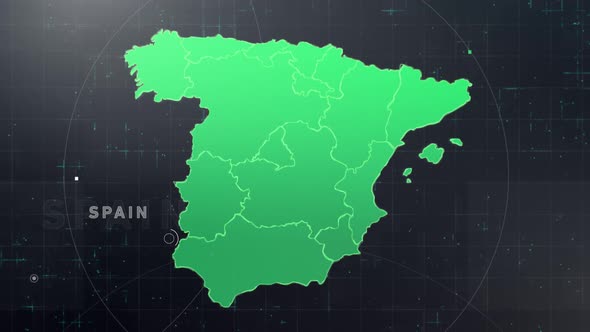 VideoHive Digital Tech Spain Map Front View 34160839