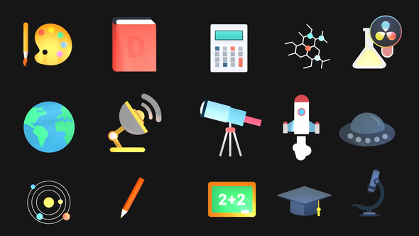 VideoHive Education and Space Icons 37209575