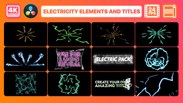 VideoHive Electricity Elements And Titles for DaVinci Resolve 35835376