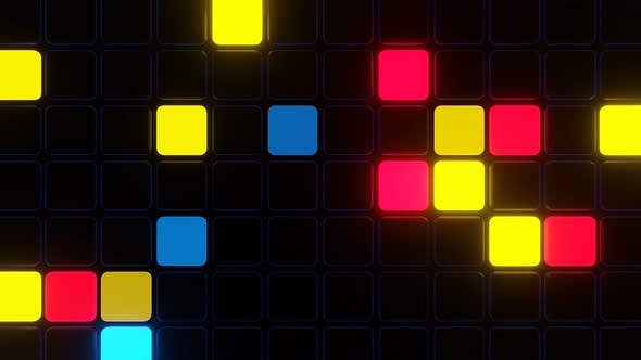 VideoHive Falling Neon Cubes on the Disco Panel 34192102
