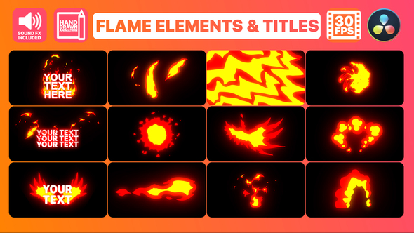 VideoHive Flame Elements And Titles | DaVinci Resolve 34563914