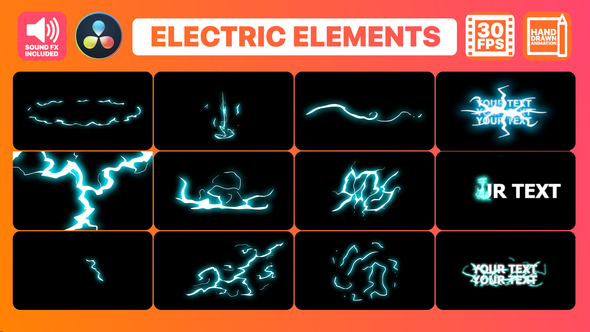 VideoHive Flash FX Electric Elements And Titles | DaVinci Resolve 34054073
