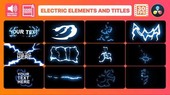 VideoHive Flash FX Electric Elements Transitions And Titles | DaVinci Resolve 34154502