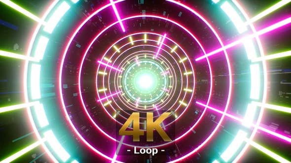 VideoHive Flickering Circle Lights and Glowing Laser Beam in the Colorful Disco Background 34156861