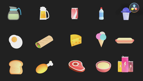 VideoHive Foods and Drinks Icon Pack 36216407